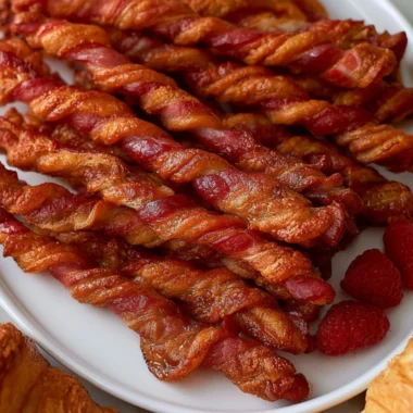 Cozy bacon twists served as a delicious and easy snack.