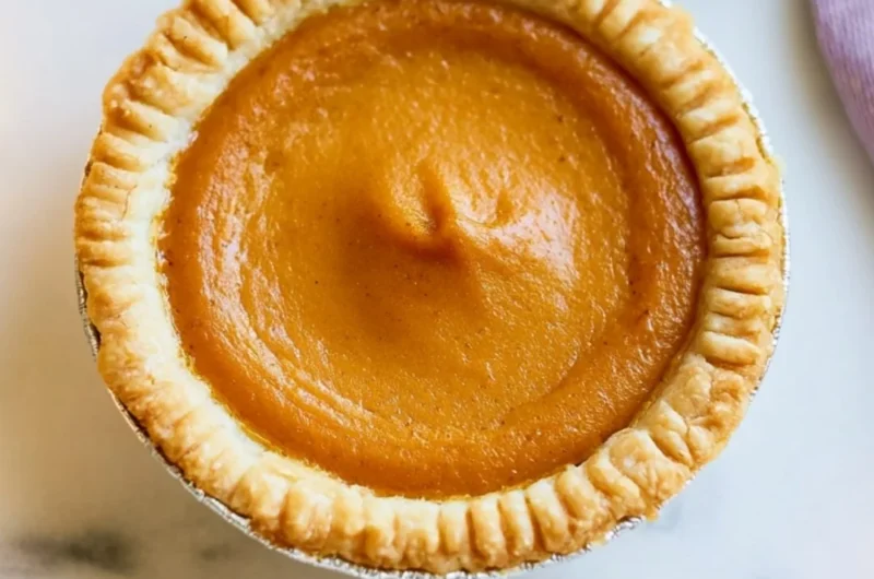 Delicious mini pumpkin pies on a rustic wooden table, perfect for autumn gatherings