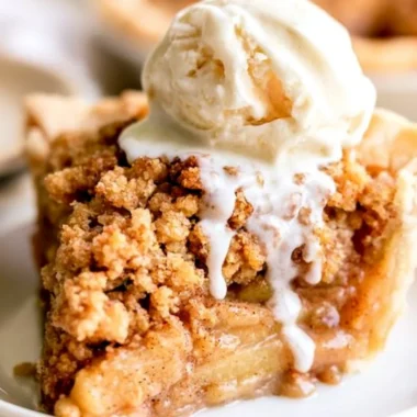 Homemade Dutch Apple Pie with flaky crust and spiced apple filling