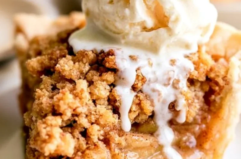Homemade Dutch Apple Pie with flaky crust and spiced apple filling