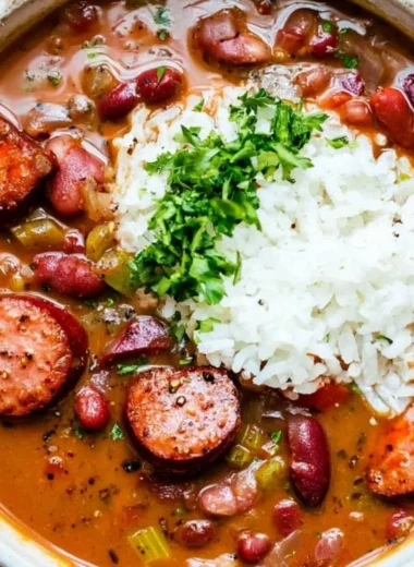 Delicious Louisiana red beans and rice served in a bowl