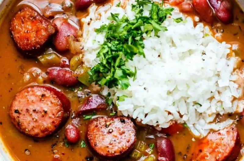 Delicious Louisiana red beans and rice served in a bowl