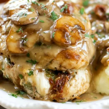 Olive Garden's Stuffed Chicken Marsala with creamy filling and rich sauce