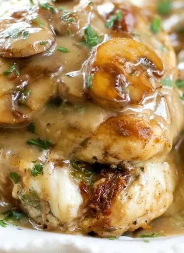 Olive Garden's Stuffed Chicken Marsala with creamy filling and rich sauce