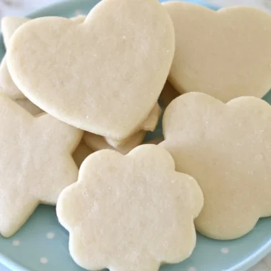 Homemade perfect sugar cookies on a decorative plate