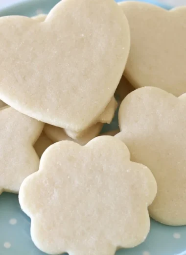 Homemade perfect sugar cookies on a decorative plate