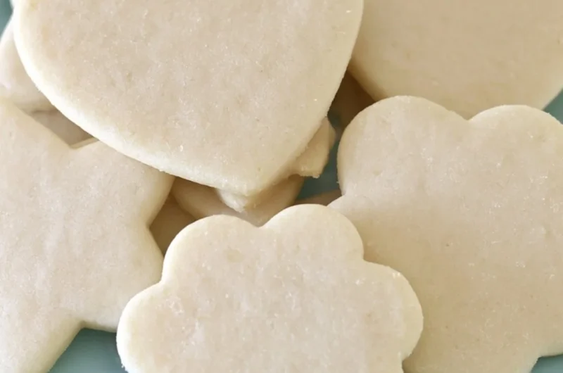 Homemade perfect sugar cookies on a decorative plate