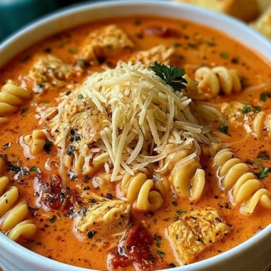 Delicious Chicken Parmesan Soup made in a slow cooker
