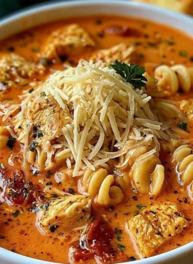Delicious Chicken Parmesan Soup made in a slow cooker