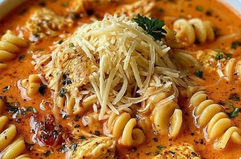 Delicious Chicken Parmesan Soup made in a slow cooker