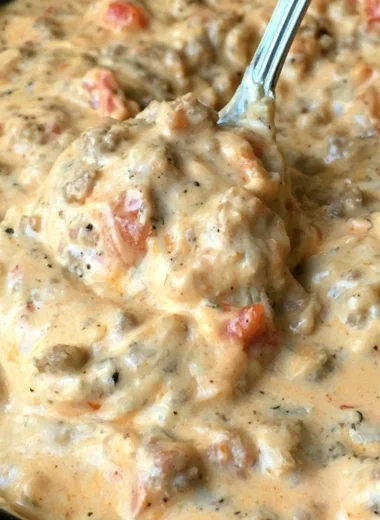 Hot Ranch Sausage Dip made with 4 ingredients, perfect for parties