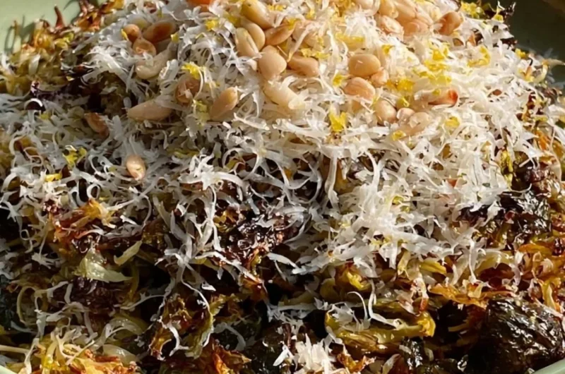Roasted shredded Brussels sprouts, a healthy and tasty vegetable dish